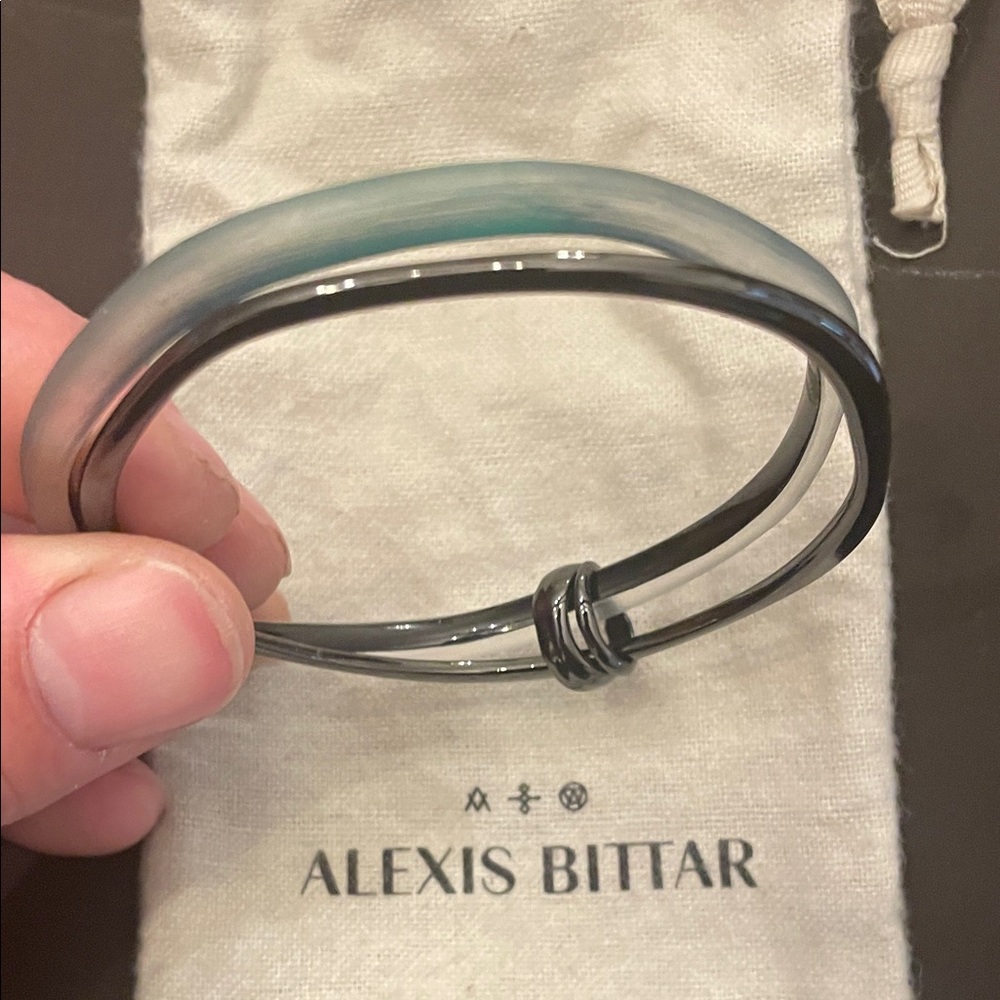 Alexis Bittar Silver and Gray Bangle